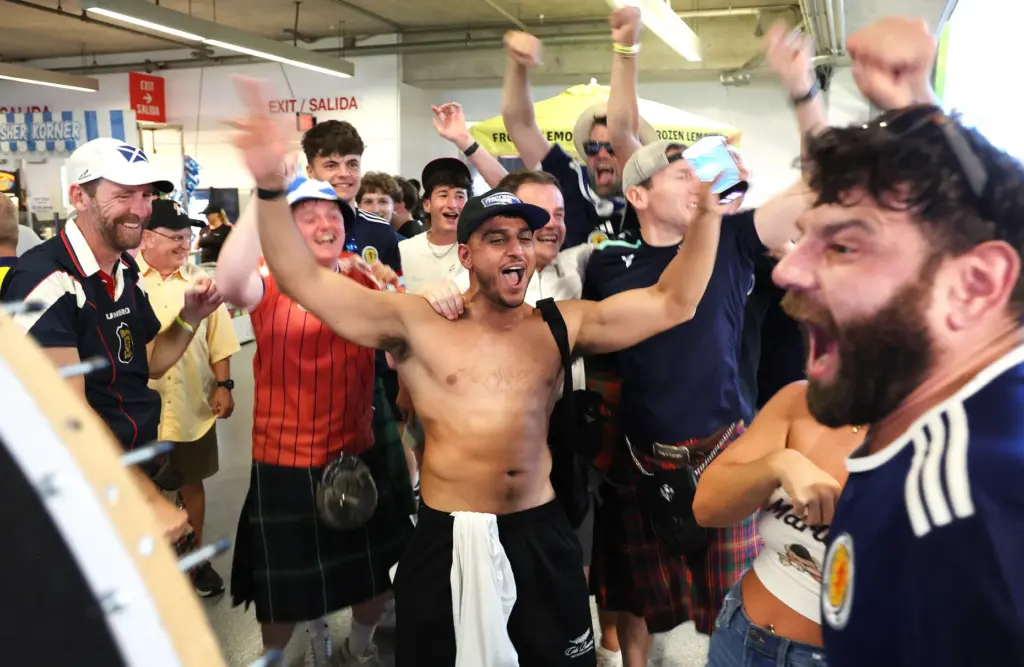 World Cup fans gather at loanDepot park in Miami after...