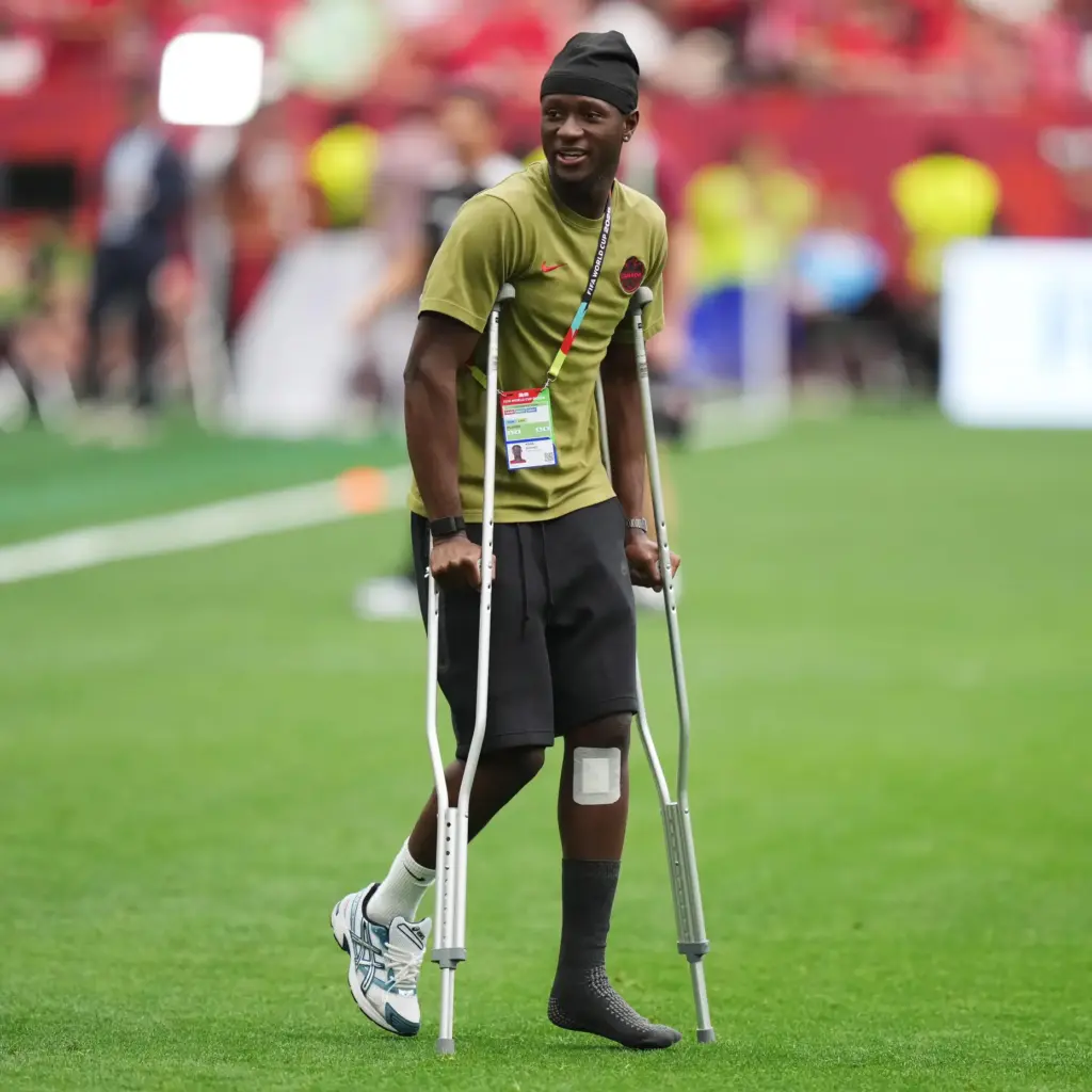 Canada’s Ismael Kone, who broke his leg in a match...