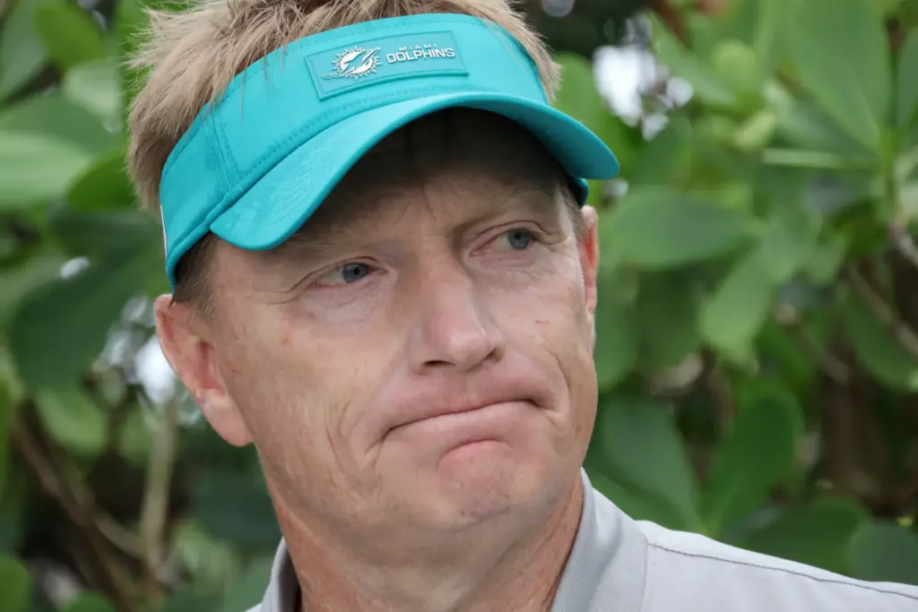 Miami Dolphins special teams coordinator Chris Tabor speaks to the...