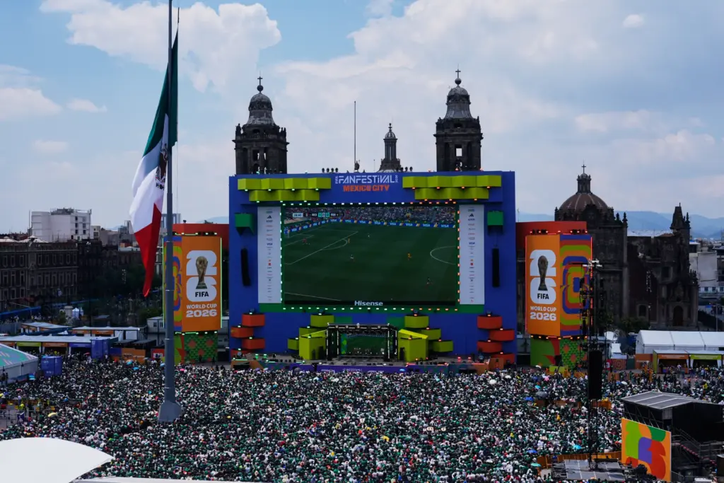 Fans watch the opening match of the 2026 FIFA World...