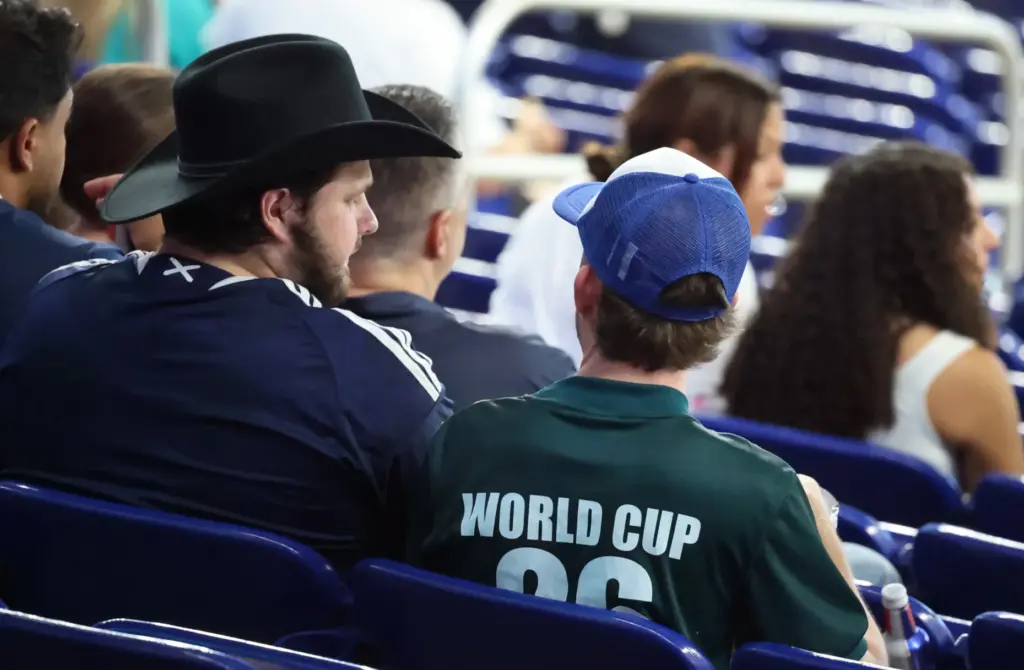 World Cup fans gather at loanDepot park in Miami after...