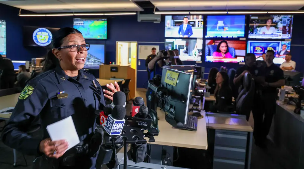 Orlando Police Capt. Cindy Lane delivers remarks during the debut...