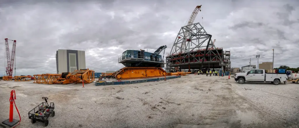 Composite panoramic image of the Vehicle Assembly Building and the...