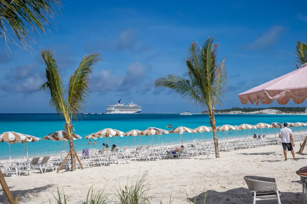 Beach umbrellas and chairs were added by the thousands at...
