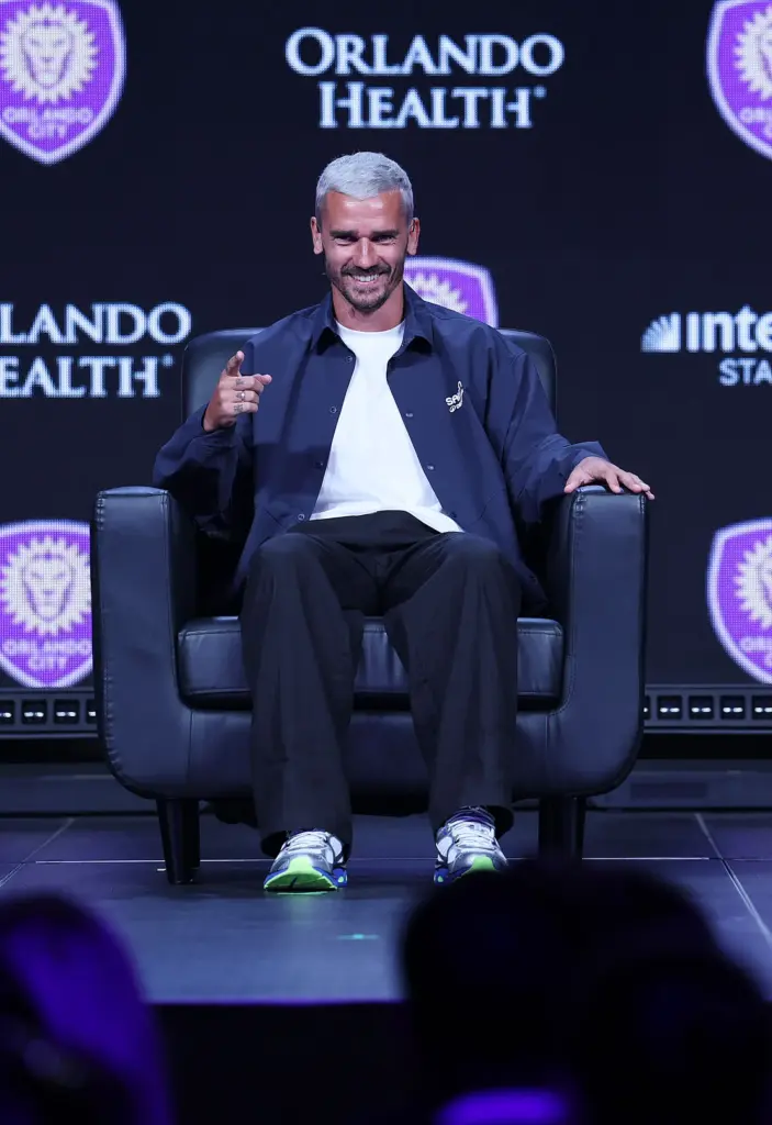 Antoine Griezmann is introduced as the newest player on the...