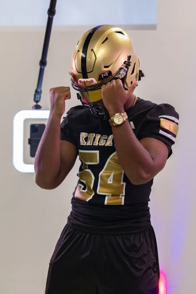 Player from East Ridge High School poses for a 360...