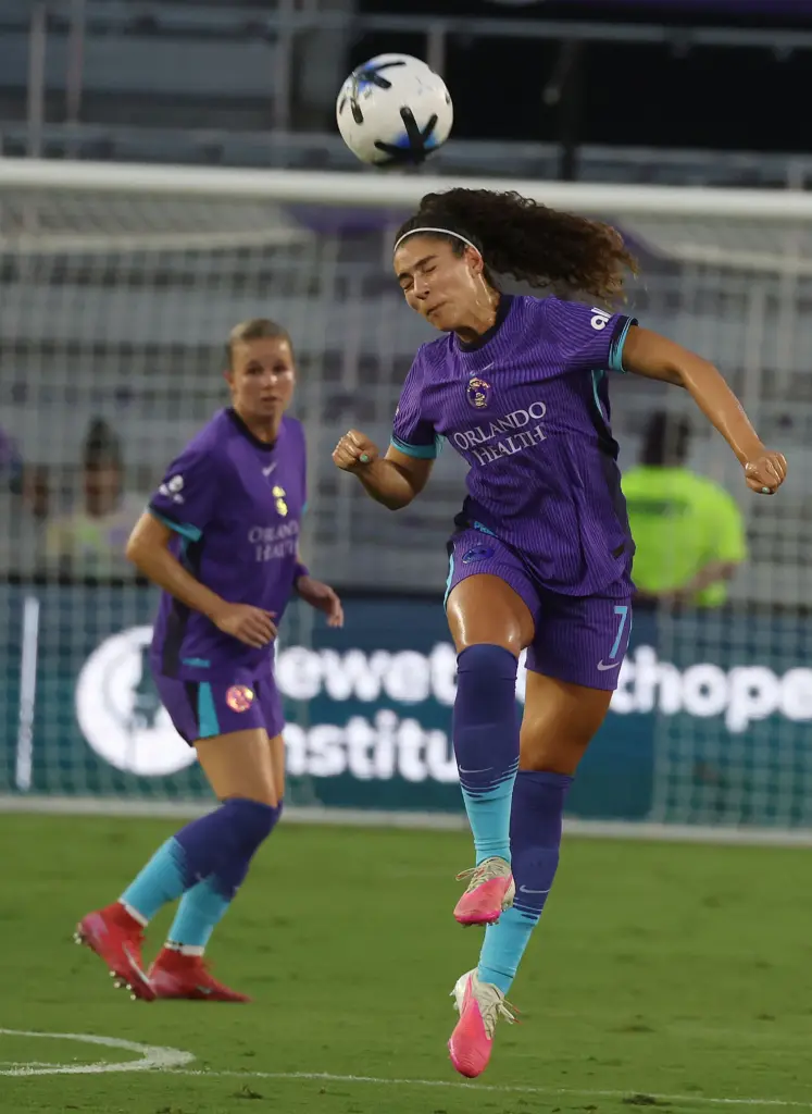 Orlando player Angelina (7) heads the ball during the Chicago...