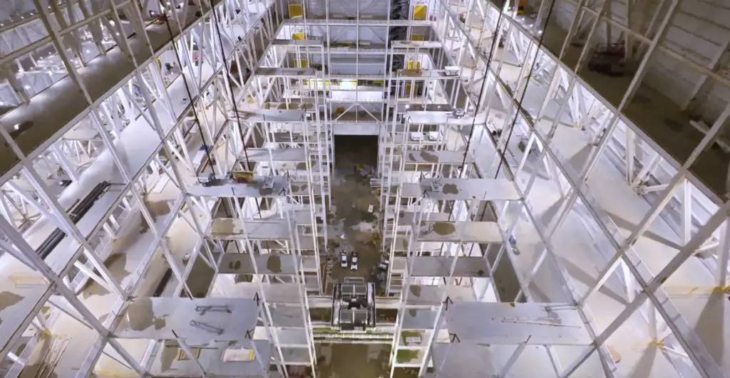Construction continues on the Gigabay structure at SpaceX's Kennedy Space...