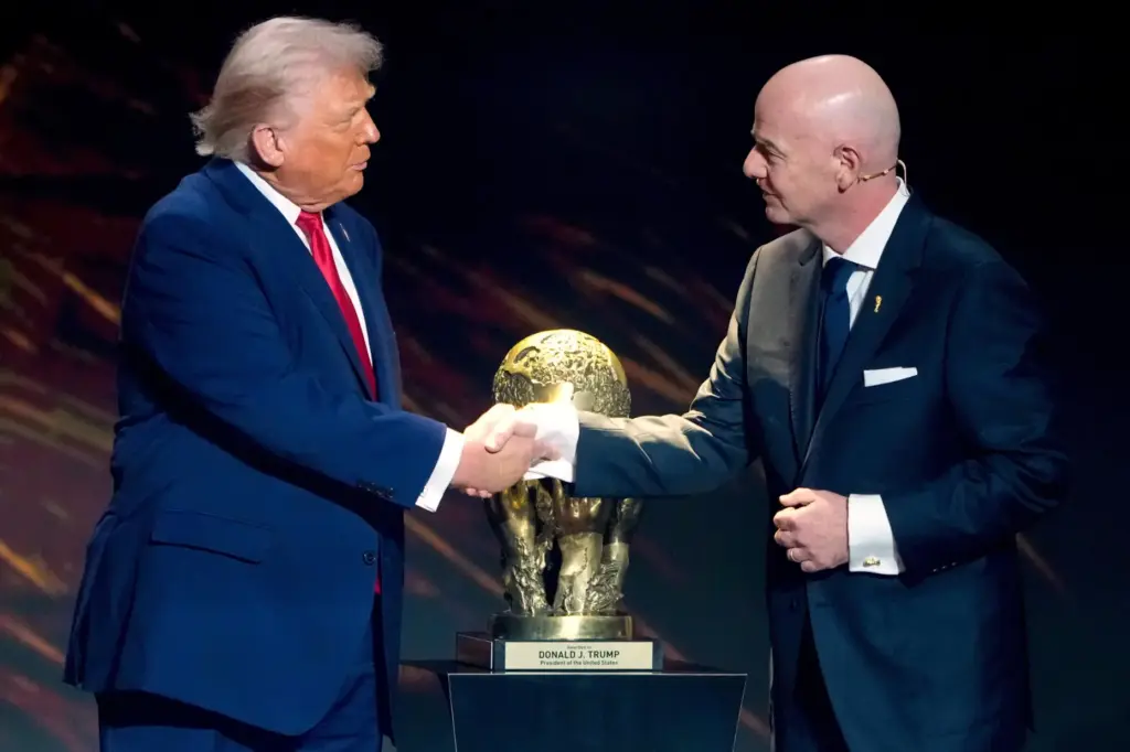 FIFA President Gianni Infantino awards President Donald Trump with the FIFA Peace Prize.