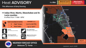 Heat advisory for several Central Florida counties beginning at 11a