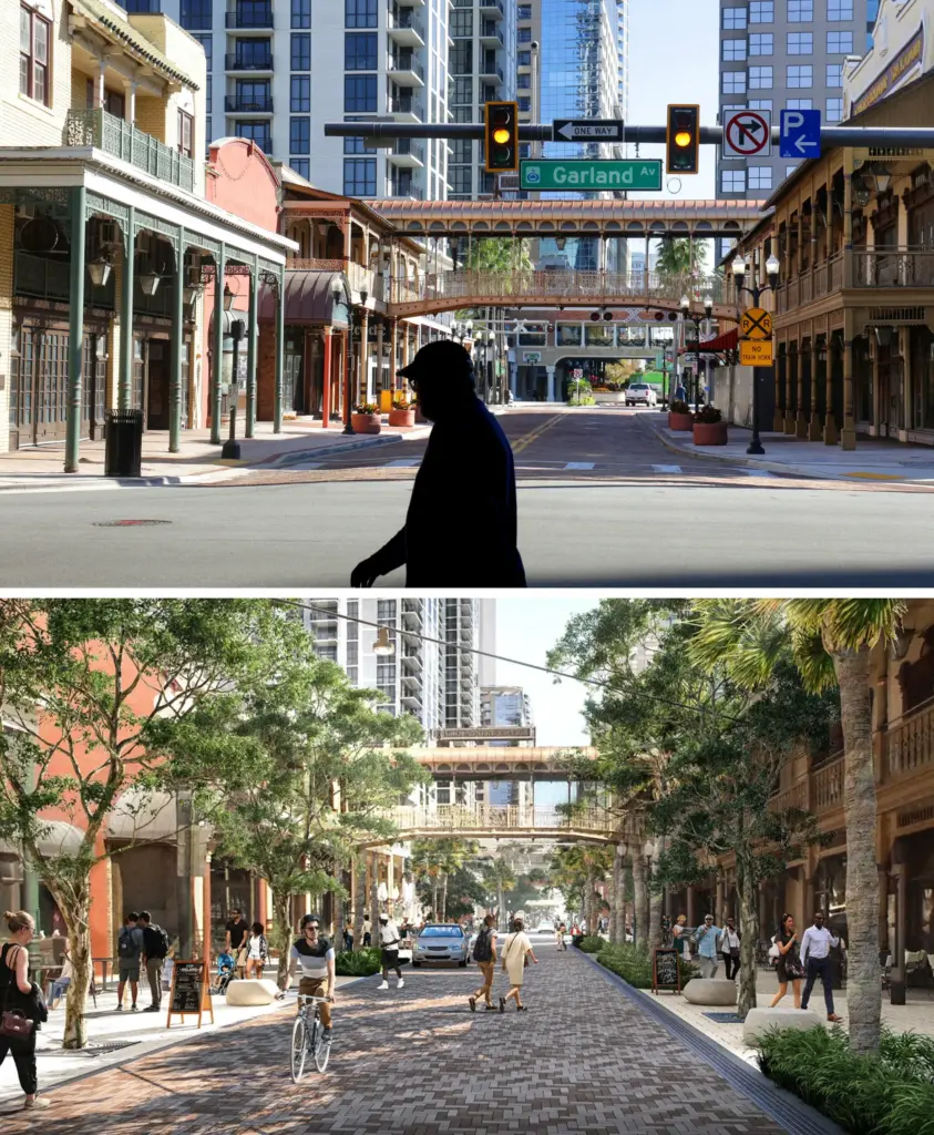 On top, a view from Garland Avenue looking east at...