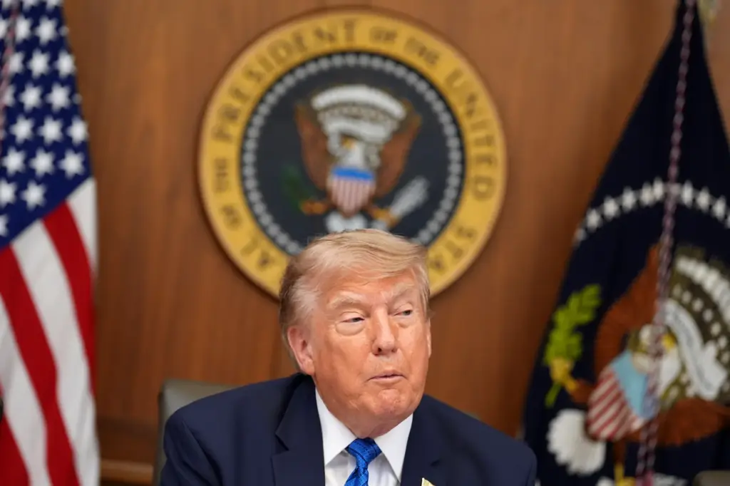 President Donald Trump speaks during a Cabinet meeting.