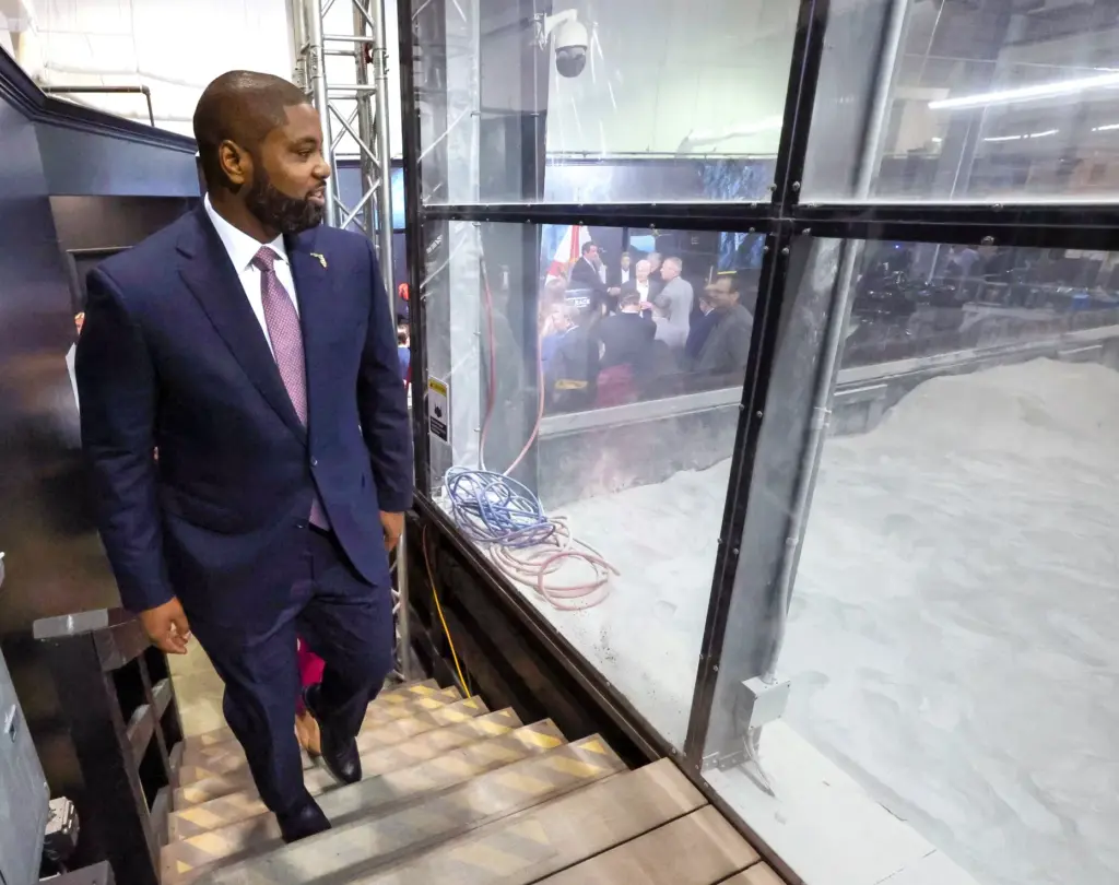 Florida Republican gubernatorial candidate Byron Donalds tours the Florida Space...