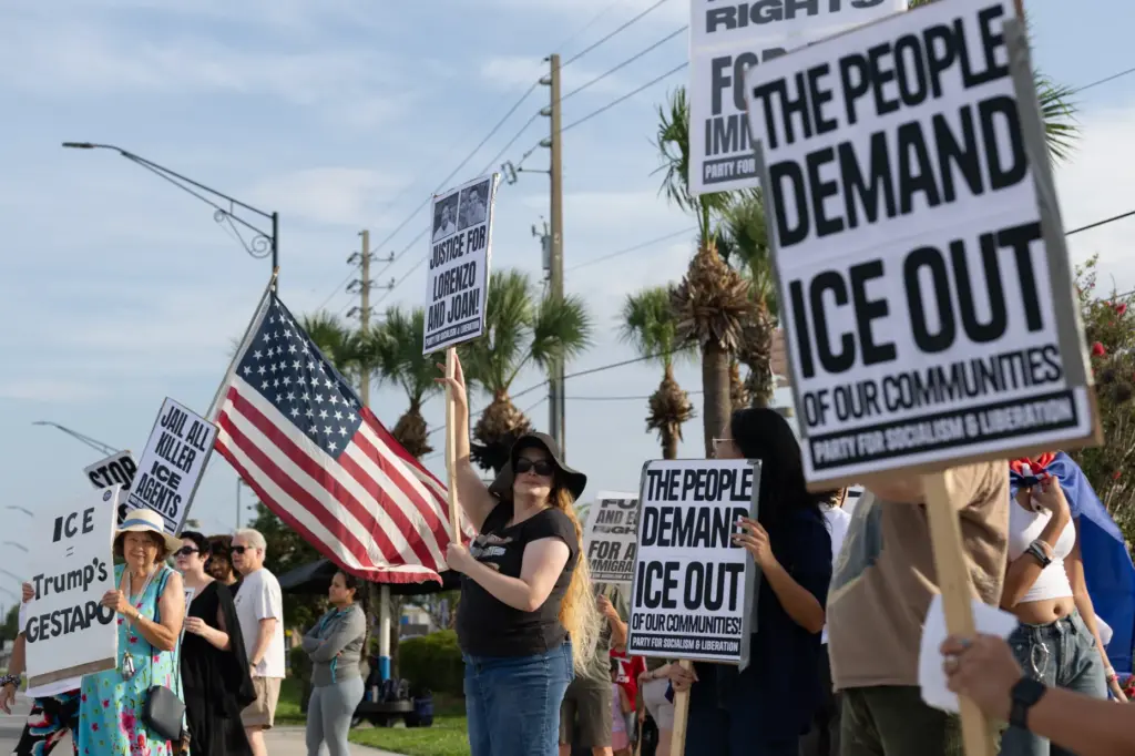 Protesters gather in Orlando for the Stop Ice Terror National...