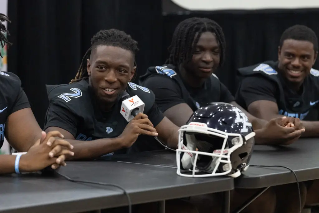 Player from Doctor Phillips High School answers interview questions during...