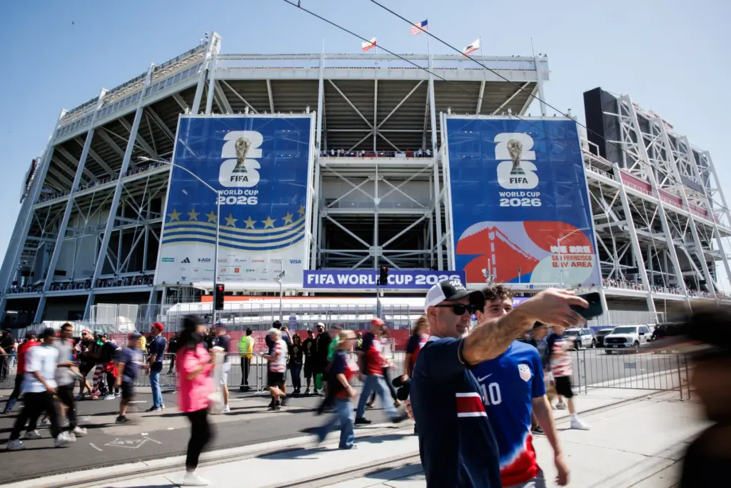 Fans arrive at San Francisco Bay Area Stadium for a...