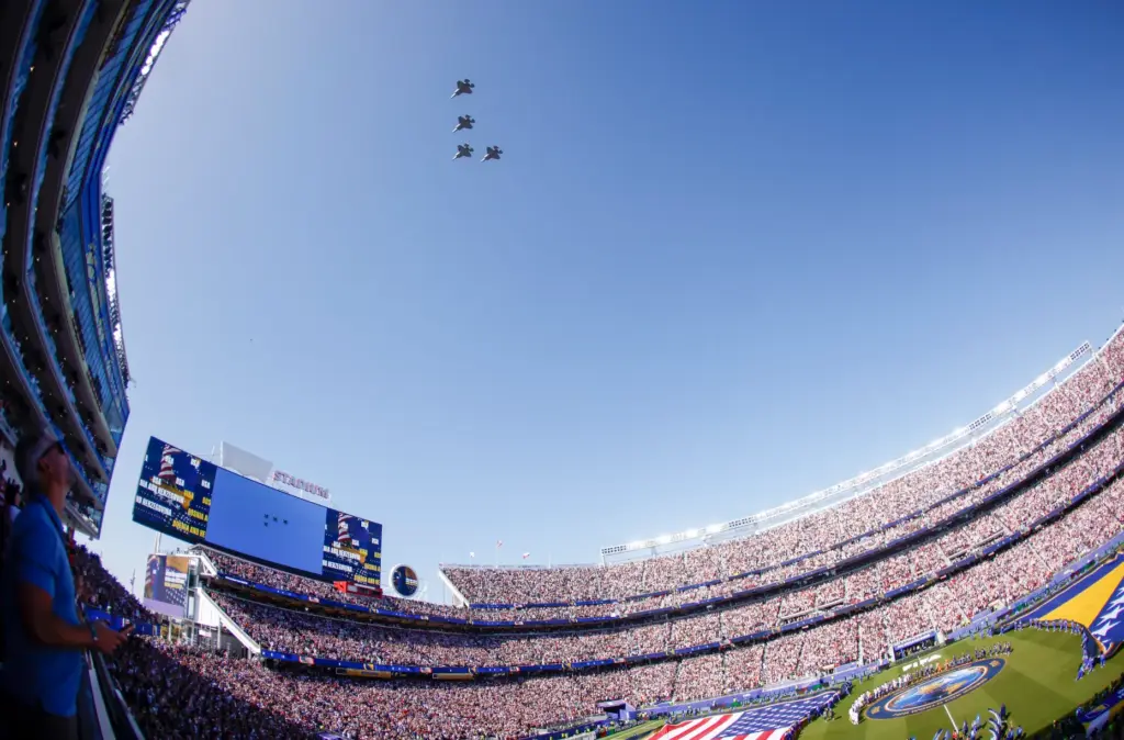 A flyover by the 6th Weapons Squadron, 57th Wing before...