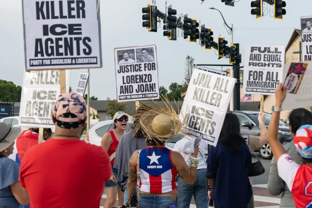 Protesters gather in Orlando for the Stop Ice Terror National...