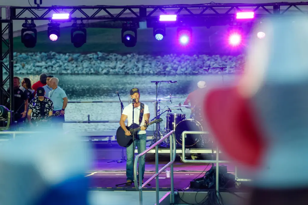 Singer-songwriter Chris Lane performs at Red, Hot and Boom at...