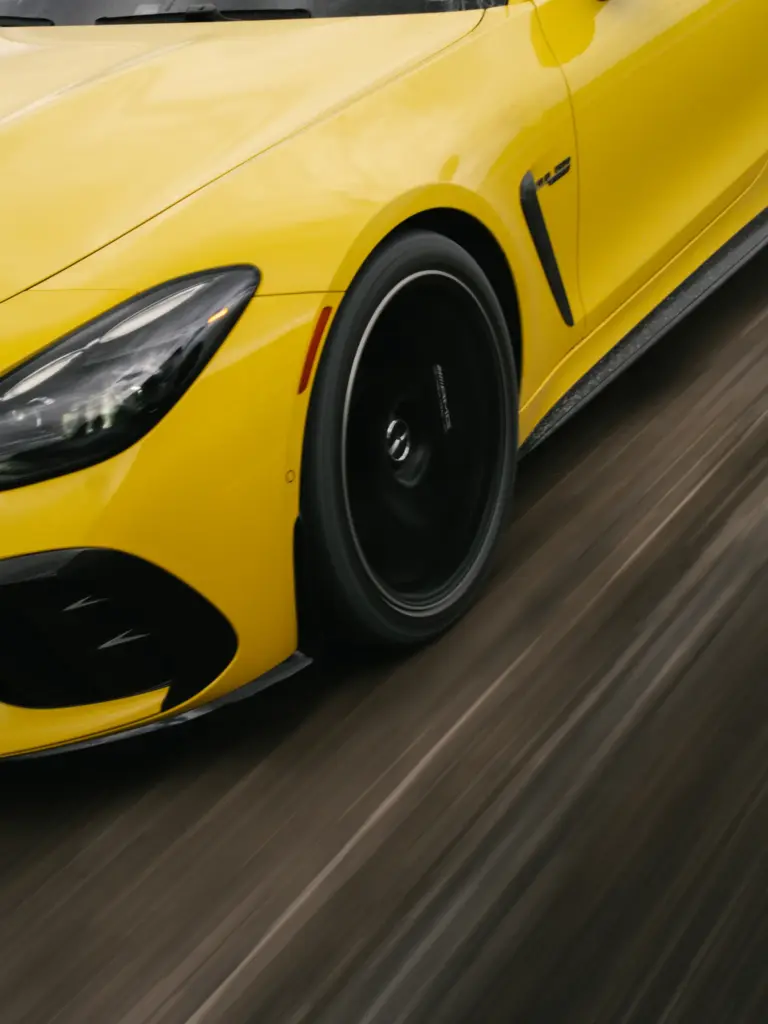 A car speeds down the track at the P1 Motor...