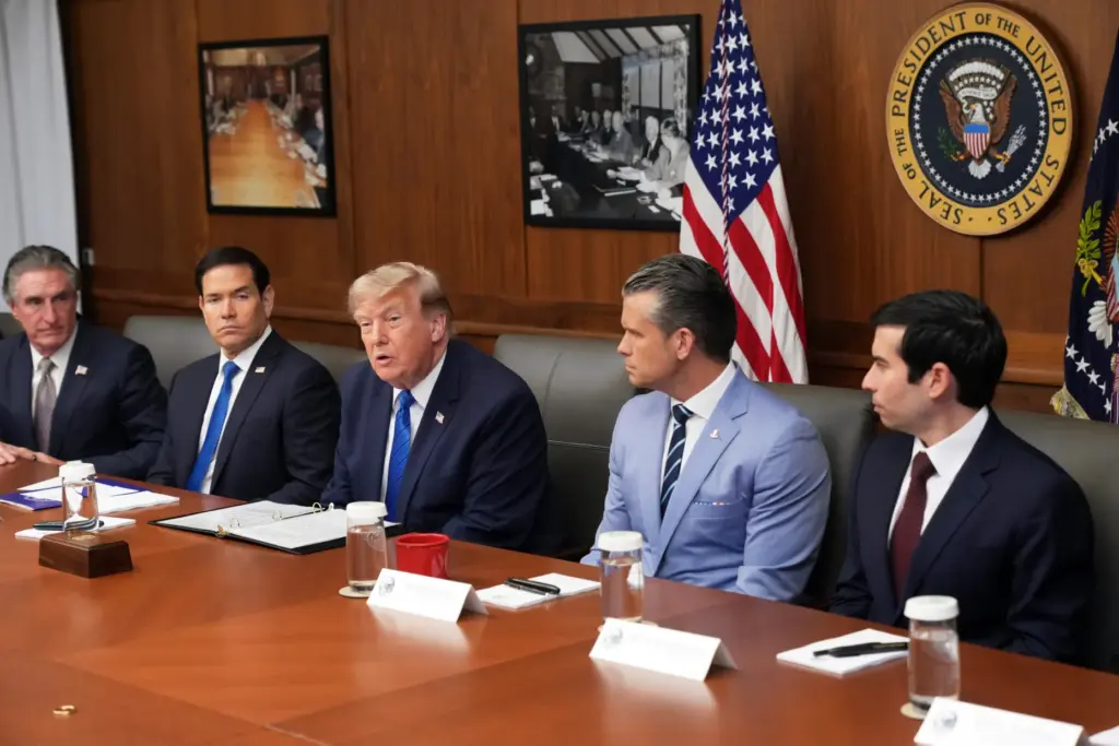 President Donald Trump, Doug Burgum, Marco Rubio, Pete Hegseth and Keith Sonderling.