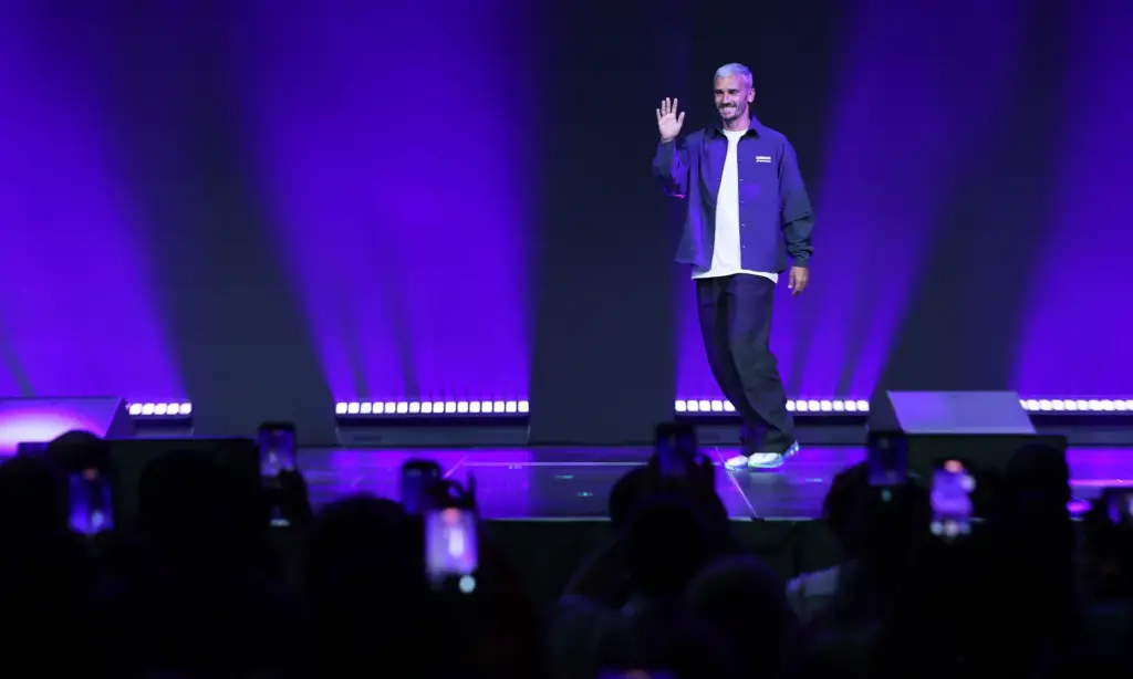 Antoine Griezmann is introduced as the newest player on the...