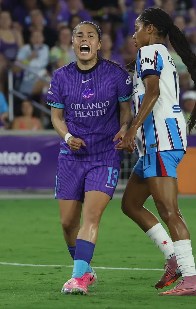 Orlando player Jacquie Ovalle (13) yells after missing a goal...