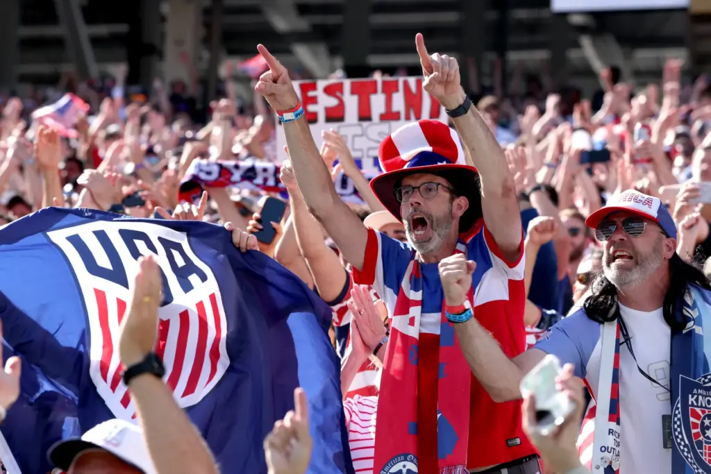 Fans cheer prior a FIFA World Cup round of 32...