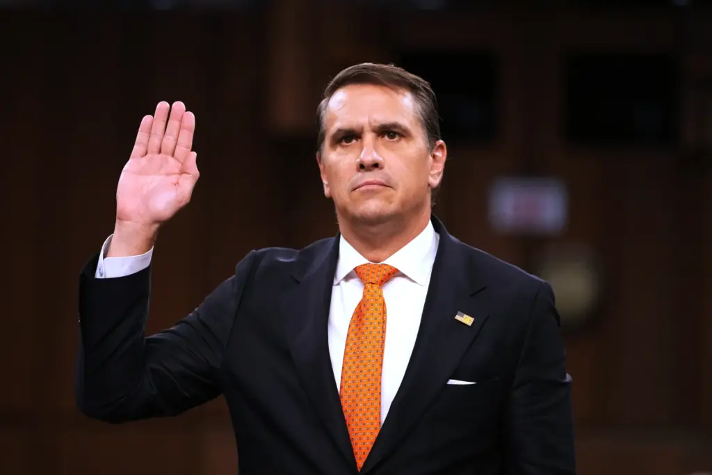 Acting Attorney General Todd Blanche is sworn in as he appears before the Senate Judiciary Committee.