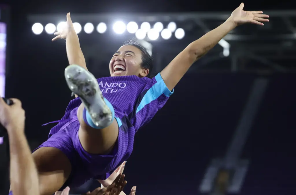 Orlando player Zara Chavoshi celebrates after winning the Kansas City...