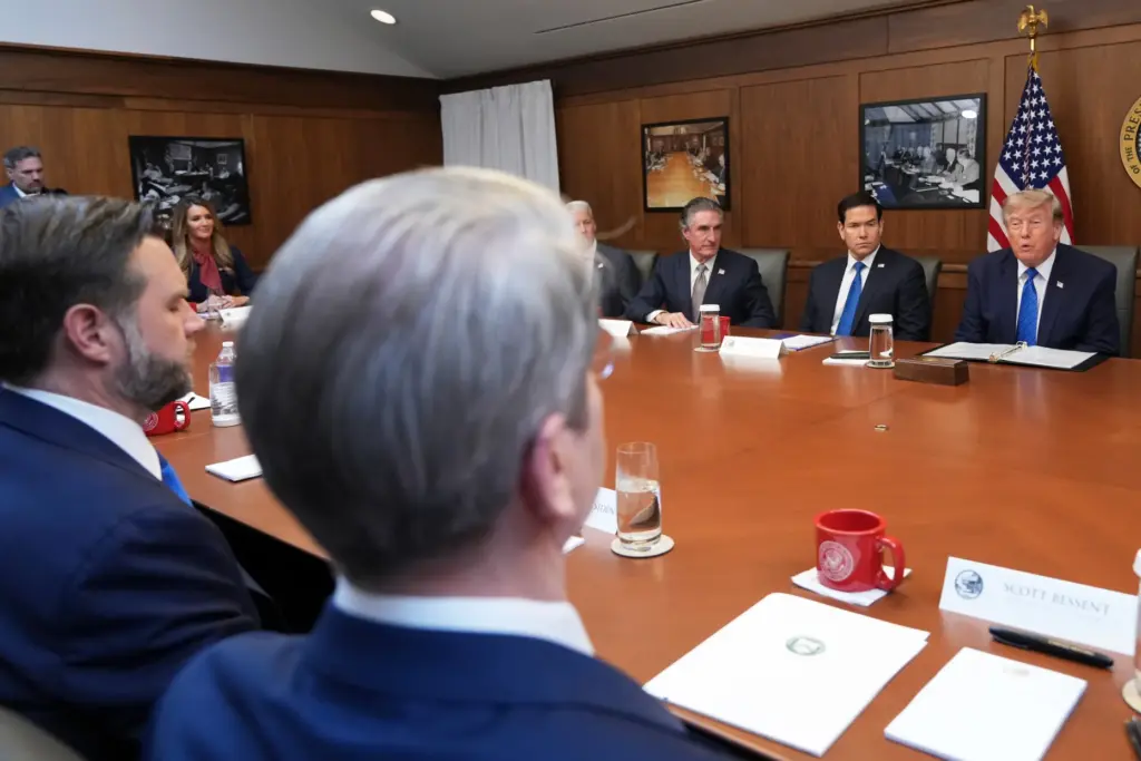 President Donald Trump, Doug Burgum, Chris Wright, JD Vance and Scott Bessent.