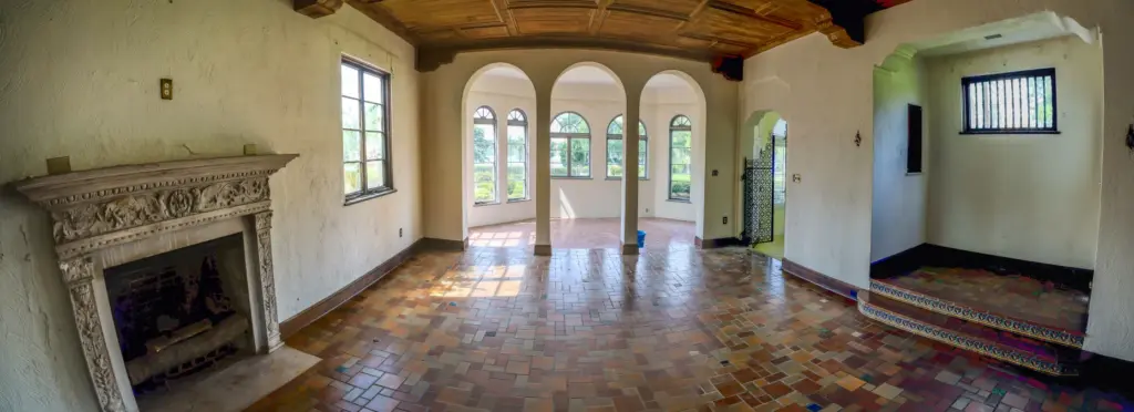 A view of the enclosed terrace from the living roomÂ in...