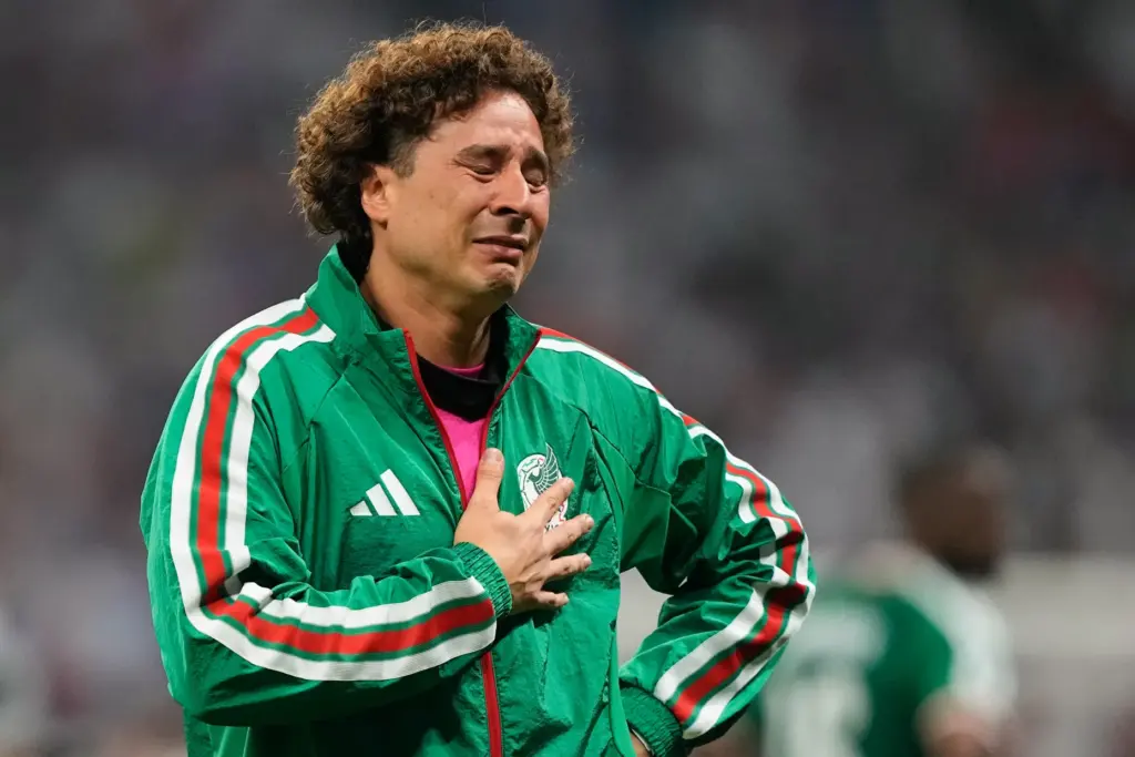 Mexico’s reserve goalkeeper Guillermo Ochoa (13) reacts following the World...