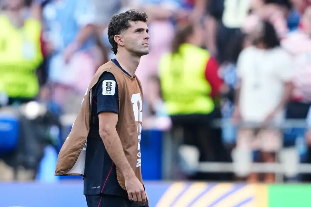 United States’ Christian Pulisic (10) reacts following the World Cup...