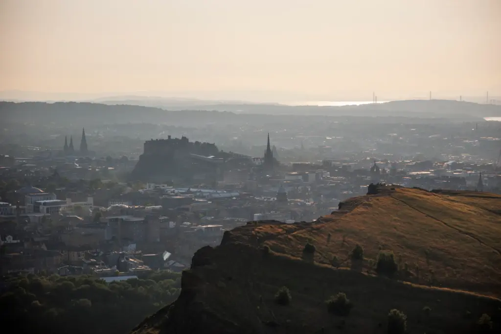 The view from Arthur's Seat overlooks the Royal Mile in...