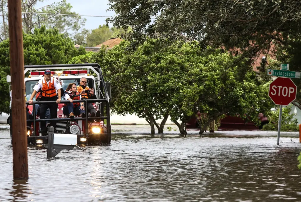 Orange County Mayor Teresa Jacobs surveys the damage after Hurricane...