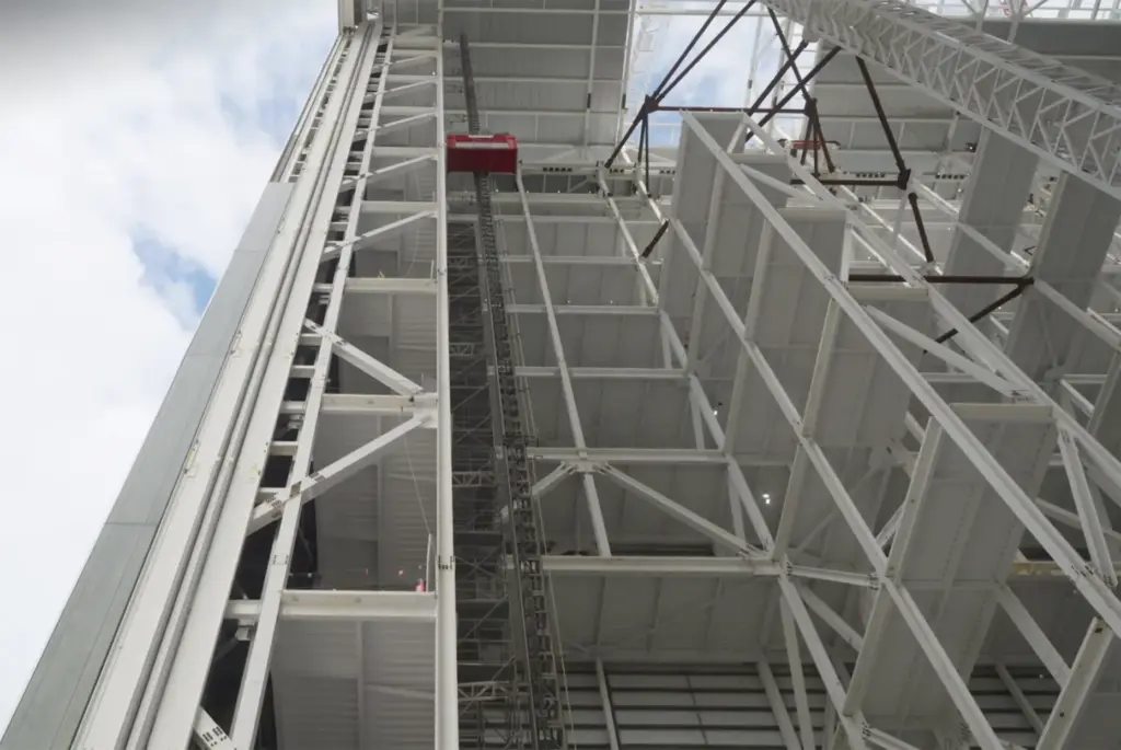 Construction continues on the Gigabay structure at SpaceX's Kennedy Space...