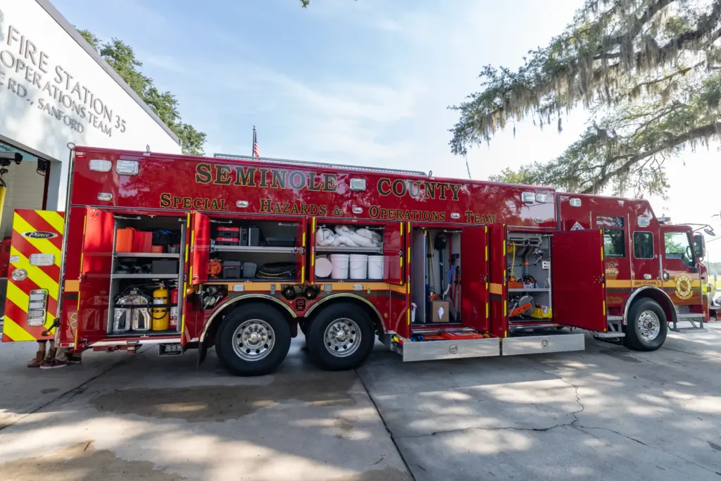 Inside the new Squad 2 during the Seminole County Fire...