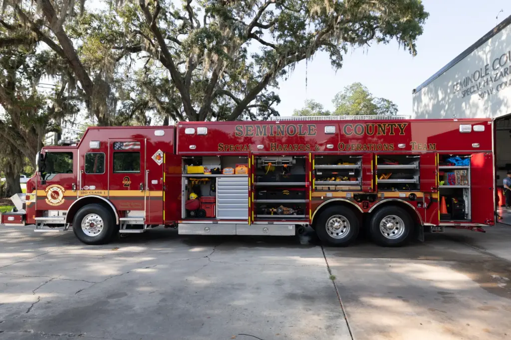 Inside the new Squad 2 during the Seminole County Fire...