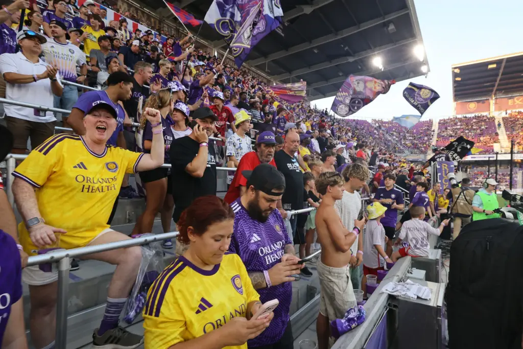 Orlando fans cheer during the FC Cincinnati at Orlando City...
