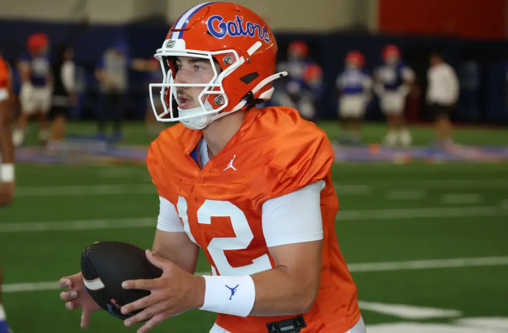 University of Florida quarterback Aaron Philo throws during the Gators...