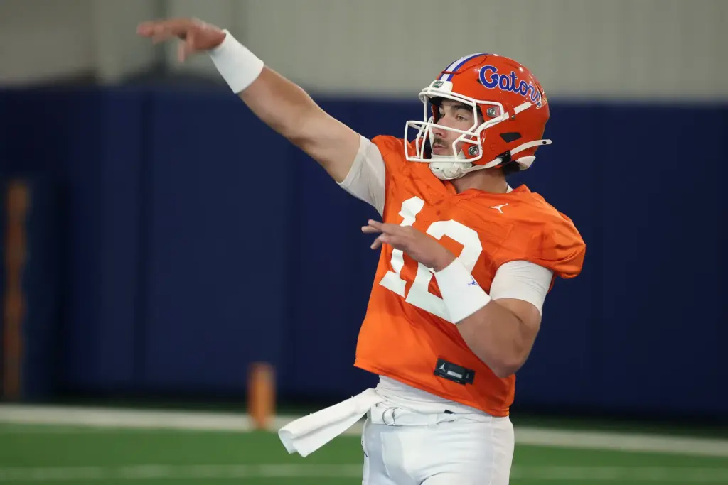 University of Florida quarterback Aaron Philo throws during the Gators...