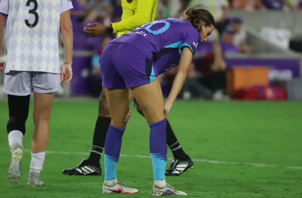 Orlando player Julie Doyle is dejected after missing a goal...