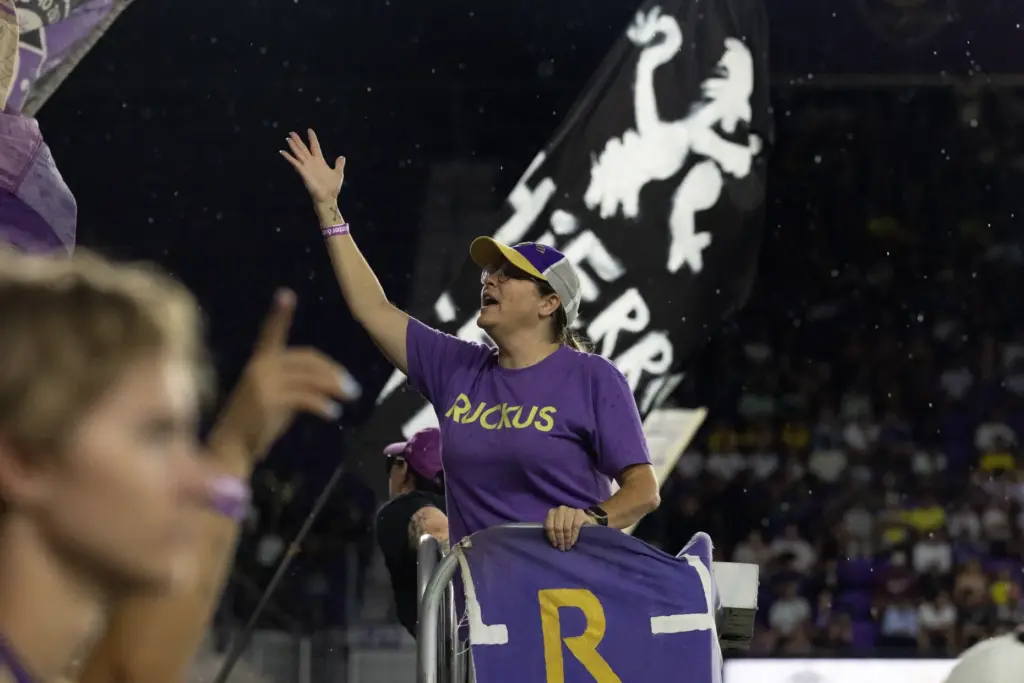 Orlando City fan leads the cheer during the C.F. Monterrey...