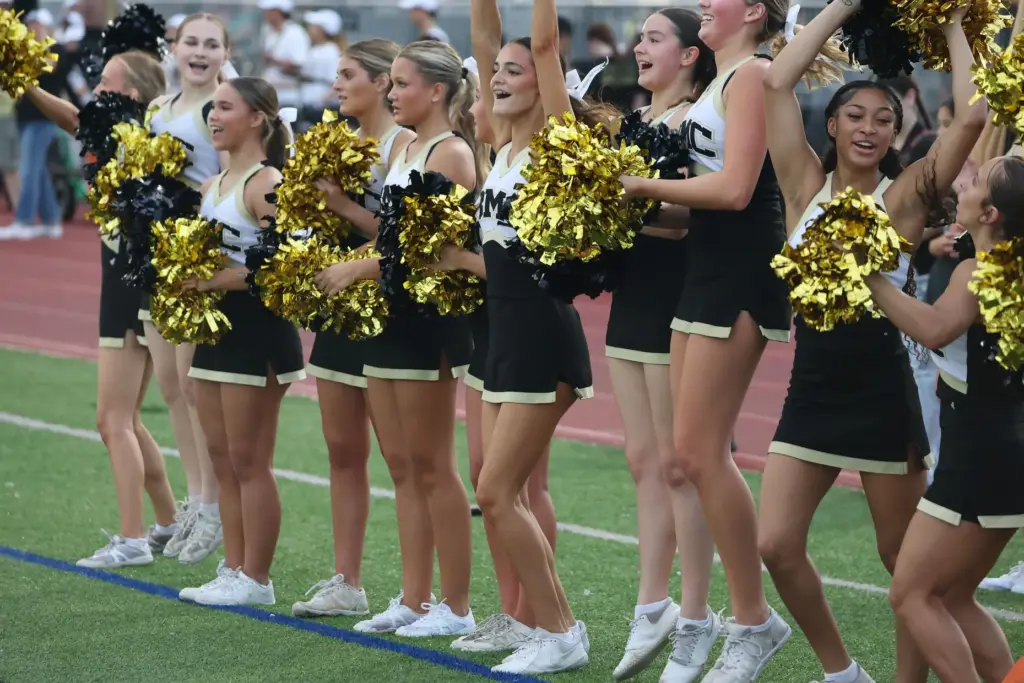 Bishop Moore cheerleaders cheer during the Lake Brantley High School...