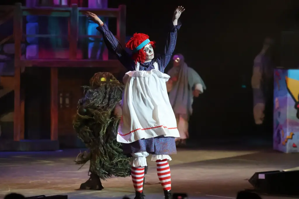 Raggedy Ann performs during Scream & Sweat, an exclusive media...