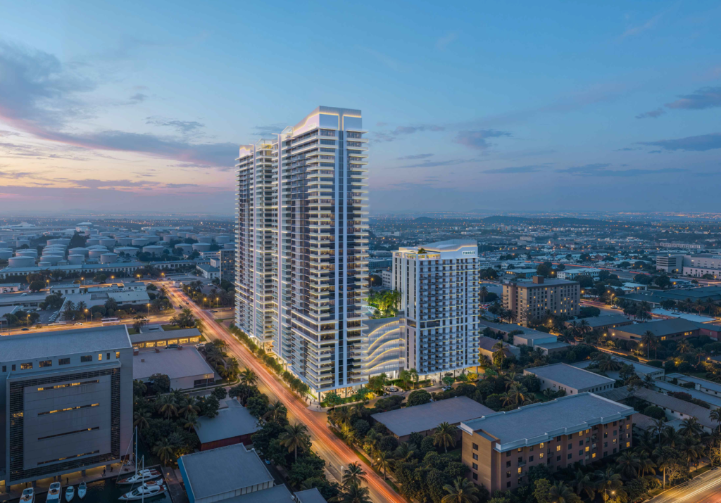 Rendering of a proposed Live Local project on the site...
