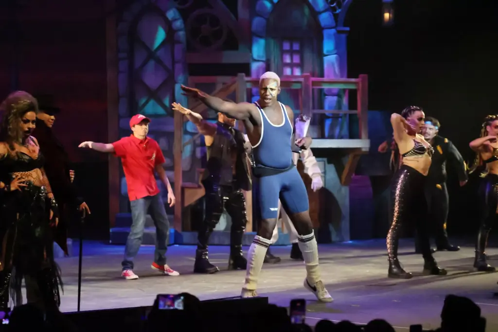 Characters perform on stage during Scream & Sweat, an exclusive...