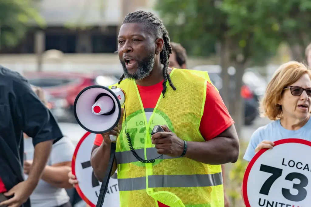 Hundreds of Local 737 Union members and allies, including Patina...