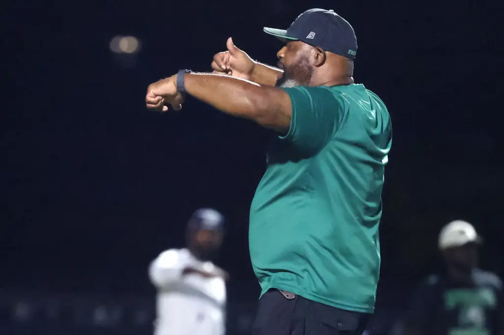 Evans High coach Karlos Odum is pictured during the Evans...